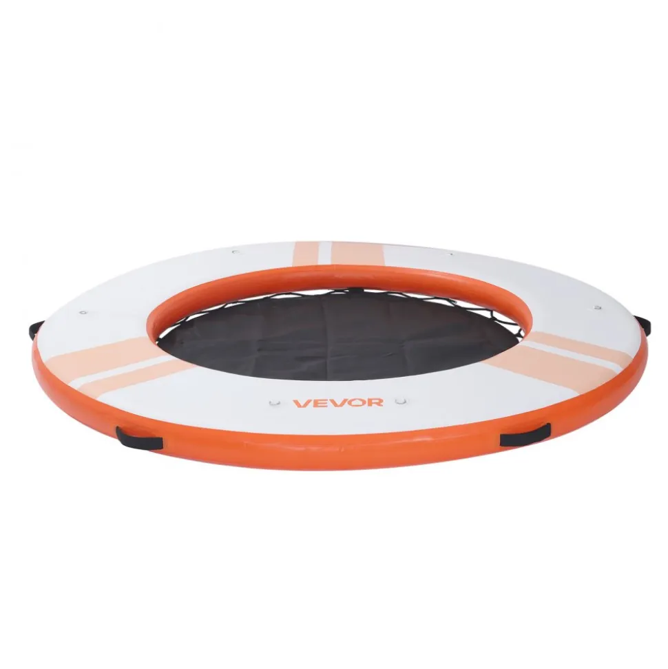 VEVOR Inflatable Floating Dock, 8 FT Inflatable Dock Platform, Non-Slip Water Air Mat with Portable Carrying Bag and Detachable Ladder, Floating Water Platform Island Raft for Pool Beach Ocean, Orange