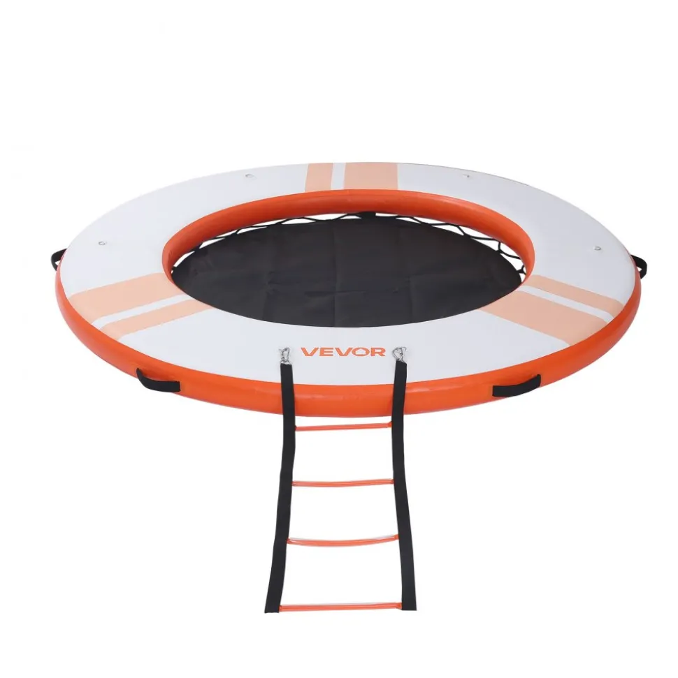 VEVOR Inflatable Floating Dock, 8 FT Inflatable Dock Platform, Non-Slip Water Air Mat with Portable Carrying Bag and Detachable Ladder, Floating Water Platform Island Raft for Pool Beach Ocean, Orange