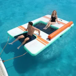 VEVOR Inflatable Floating Dock, 10 x 6 FT Inflatable Dock Platform, Non-Slip Water Air Mat with Portable Carrying Bag and Detachable Ladder, Floating Water Platform Island Raft for Pool Beach Ocean