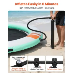 VEVOR Inflatable Floating Dock, 12 FT Round Inflatable Dock Platform, Non-Slip Water Air Mat with Portable Carrying Bag and Detachable Ladder, Floating Water Platform Island Raft for Pool Beach Ocean
