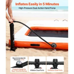VEVOR Inflatable Floating Dock, 10 x 10 FT Inflatable Dock Platform, Non-Slip Water Air Mat with Portable Carrying Bag and Detachable Ladder, Floating Water Platform Island Raft for Pool Beach Ocean