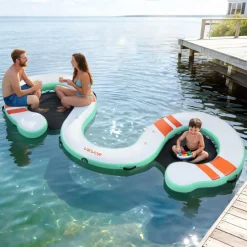 VEVOR Inflatable Floating Dock, 15 x 6 FT Inflatable Dock Platform, Non-Slip Water Air Mat with Portable Carrying Bag and Detachable Ladder, Floating Water Platform Island Raft for Pool Beach Ocean