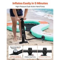 VEVOR Inflatable Floating Dock, 15 x 6 FT Inflatable Dock Platform, Non-Slip Water Air Mat with Portable Carrying Bag and Detachable Ladder, Floating Water Platform Island Raft for Pool Beach Ocean