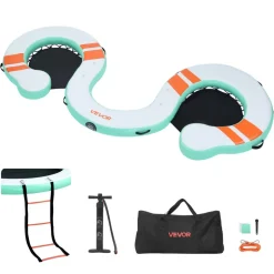 VEVOR Inflatable Floating Dock, 15 x 6 FT Inflatable Dock Platform, Non-Slip Water Air Mat with Portable Carrying Bag and Detachable Ladder, Floating Water Platform Island Raft for Pool Beach Ocean