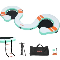 VEVOR Inflatable Floating Dock, 15 x 6 FT Inflatable Dock Platform, Non-Slip Water Air Mat with Portable Carrying Bag and Detachable Ladder, Floating Water Platform Island Raft for Pool Beach Ocean