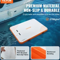 VEVOR Inflatable Floating Dock, 10 x 8FT Inflatable Dock Platform, Non-Slip Water Floating Dock Mat with Detachable Ladder & Portable Carrying Bag, Floating Platform Island Raft for Ocean Pool Beach