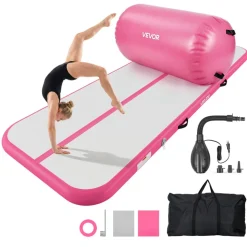 VEVOR Inflatable Gymnastics Air Mat 13 ft Training Mats w/ Electric Pump, 4 inches Thick Sturdy Tumble Track, Tumbling Mat for Home Use/Gym/Outdoor/Yoga/Cheerleading/Beach/Park/Water, Mint Green