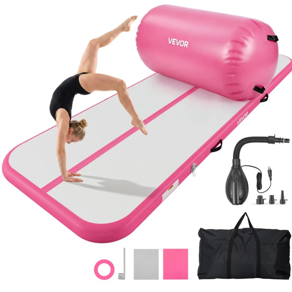 VEVOR Inflatable Gymnastics Air Mat 13 ft Training Mats w/ Electric Pump, 4 inches Thick Sturdy Tumble Track, Tumbling Mat for Home Use/Gym/Outdoor/Yoga/Cheerleading/Beach/Park/Water, Mint Green