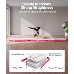 VEVOR Inflatable Gymnastics Air Mat 10 ft Training Mats w/ Electric Pump, 4 inches Thick Sturdy Tumble Track, Tumbling Mat for Home Use/Gym/Outdoor/Yoga/Cheerleading/Beach/Park/Water, Mint Green