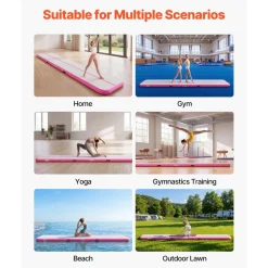 VEVOR Inflatable Gymnastics Air Mat 10 ft Training Mats w/ Electric Pump, 4 inches Thick Sturdy Tumble Track, Tumbling Mat for Home Use/Gym/Outdoor/Yoga/Cheerleading/Beach/Park/Water, Mint Green