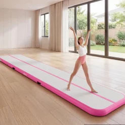 VEVOR Inflatable Gymnastics Air Mat 10 ft Training Mats w/ Electric Pump, 4 inches Thick Sturdy Tumble Track, Tumbling Mat for Home Use/Gym/Outdoor/Yoga/Cheerleading/Beach/Park/Water, Mint Green