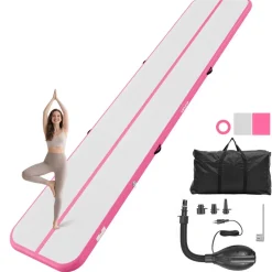 VEVOR Inflatable Gymnastics Air Mat 10 ft Training Mats w/ Electric Pump, 4 inches Thick Sturdy Tumble Track, Tumbling Mat for Home Use/Gym/Outdoor/Yoga/Cheerleading/Beach/Park/Water, Mint Green