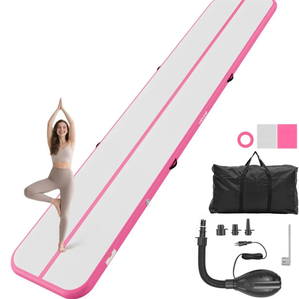 VEVOR Inflatable Gymnastics Air Mat 10 ft Training Mats w/ Electric Pump, 4 inches Thick Sturdy Tumble Track, Tumbling Mat for Home Use/Gym/Outdoor/Yoga/Cheerleading/Beach/Park/Water, Mint Green