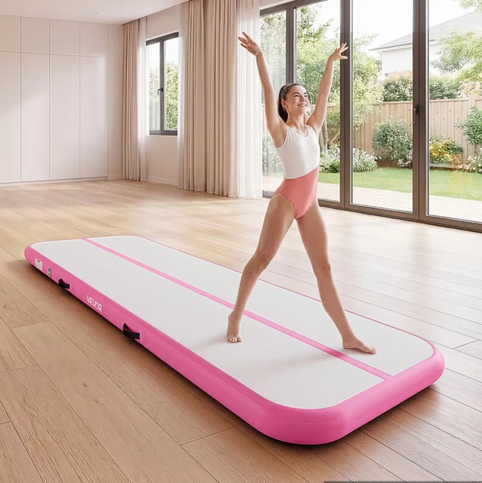 VEVOR Inflatable Gymnastics Air Mat Set, 2 PCS Tumbling Mat, Tumble Track with Electric Pump, Air Roller Barrel Gymnastics Equipment, Training Mats for Home Use/Gym/Yoga/Cheerleading/Beach/Park/Water