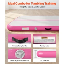VEVOR Inflatable Gymnastics Air Mat Set, 2 PCS Tumbling Mat, Tumble Track with Electric Pump, Air Roller Barrel Gymnastics Equipment, Training Mats for Home Use/Gym/Yoga/Cheerleading/Beach/Park/Water