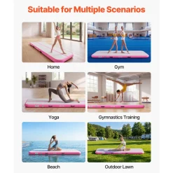 VEVOR Inflatable Gymnastics Air Mat Set, 2 PCS Tumbling Mat, Tumble Track with Electric Pump, Air Roller Barrel Gymnastics Equipment, Training Mats for Home Use/Gym/Yoga/Cheerleading/Beach/Park/Water