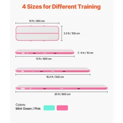 VEVOR Inflatable Gymnastics Air Mat Set, 2 PCS Tumbling Mat, Tumble Track with Electric Pump, Air Roller Barrel Gymnastics Equipment, Training Mats for Home Use/Gym/Yoga/Cheerleading/Beach/Park/Water