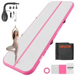 VEVOR Inflatable Gymnastics Air Mat Set, 2 PCS Tumbling Mat, Tumble Track with Electric Pump, Air Roller Barrel Gymnastics Equipment, Training Mats for Home Use/Gym/Yoga/Cheerleading/Beach/Park/Water
