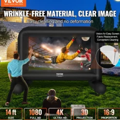 VEVOR Inflatable Movie Screen 20FT Inflatable Projector Screen for outside with 350W Air Blower Inflatable Screen Oxford Fabric Material Blow Up Screen for Outdoor Movie Supports Front/Rear Projection