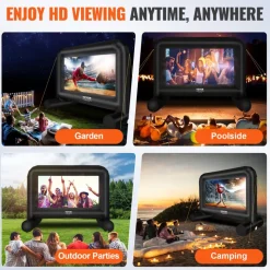 VEVOR Inflatable Movie Screen 20FT Inflatable Projector Screen for outside with 350W Air Blower Inflatable Screen Oxford Fabric Material Blow Up Screen for Outdoor Movie Supports Front/Rear Projection