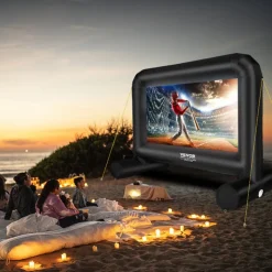 VEVOR Inflatable Movie Screen 20FT Inflatable Projector Screen for outside with 350W Air Blower Inflatable Screen Oxford Fabric Material Blow Up Screen for Outdoor Movie Supports Front/Rear Projection