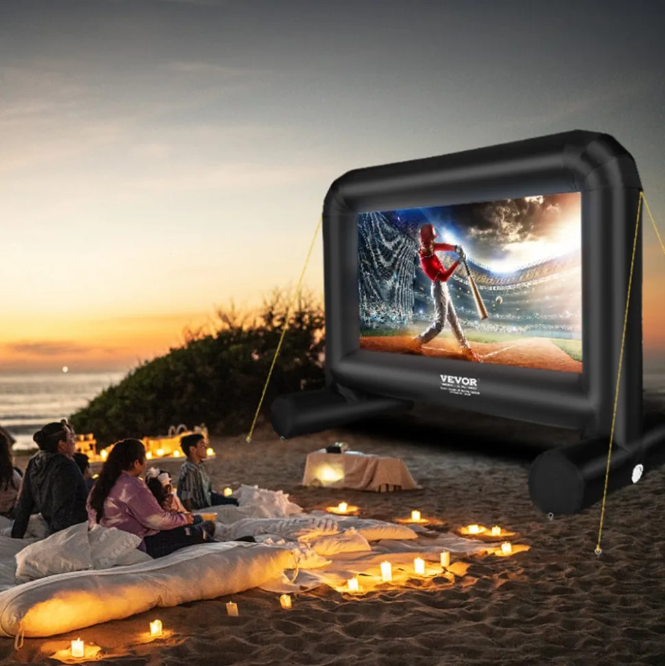 VEVOR Inflatable Movie Screen 20FT Inflatable Projector Screen for outside with 350W Air Blower Inflatable Screen Oxford Fabric Material Blow Up Screen for Outdoor Movie Supports Front/Rear Projection