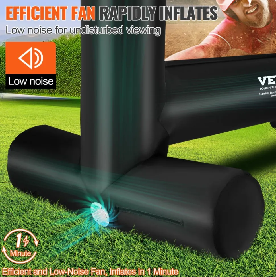 VEVOR Inflatable Movie Screen 20FT Inflatable Projector Screen for outside with 350W Air Blower Inflatable Screen Oxford Fabric Material Blow Up Screen for Outdoor Movie Supports Front/Rear Projection
