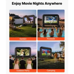 VEVOR Inflatable Movie Screen, 14 ft Outdoor Inflatable Projection Screen with Portable Storage Bag, Front/Rear Projection, Easy Set Up, Blow Up Screen for Outdoor Backyard Movie Night, Theme Parties