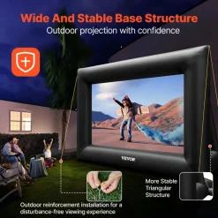 VEVOR Inflatable Movie Screen 24FT Inflatable Projector Screen for outside with 360W Air Blower Inflatable Screen Oxford Fabric Material Blow Up Screen for Outdoor Movie Supports Front/Rear Projection