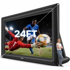 VEVOR Inflatable Movie Screen, 24 ft Outdoor Inflatable Projection Screen with Portable Storage Bag, Front/Rear Projection, Easy Set Up, Blow Up Screen for Outdoor Backyard Movie Night, Theme Parties