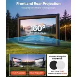 VEVOR Inflatable Movie Screen, 24 ft Outdoor Inflatable Projection Screen with Portable Storage Bag, Front/Rear Projection, Easy Set Up, Blow Up Screen for Outdoor Backyard Movie Night, Theme Parties