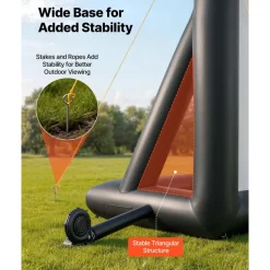 VEVOR Inflatable Movie Screen, 24 ft Outdoor Inflatable Projection Screen with Portable Storage Bag, Front/Rear Projection, Easy Set Up, Blow Up Screen for Outdoor Backyard Movie Night, Theme Parties