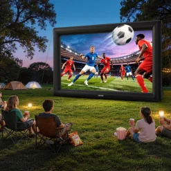 VEVOR Inflatable Movie Screen, 24 ft Outdoor Inflatable Projection Screen with Portable Storage Bag, Front/Rear Projection, Easy Set Up, Blow Up Screen for Outdoor Backyard Movie Night, Theme Parties