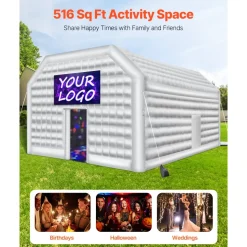 VEVOR Inflatable Nightclub, 26.2 x 19.7 x 13.1 ft Inflatable Party Tent with 1100W Blower & Sandbag, Ventilated Blow up Night Club with 2 Windows, Air Cube House for Event Birthday Wedding Party
