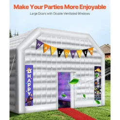 VEVOR Inflatable Nightclub, 26.2 x 19.7 x 13.1 Ft, Blow up Party Tent with 1100W Blower, Large Inflatable Night Club Tent for Adults, Easy Setup Inflatable House Air Cube for Wedding Birthday White