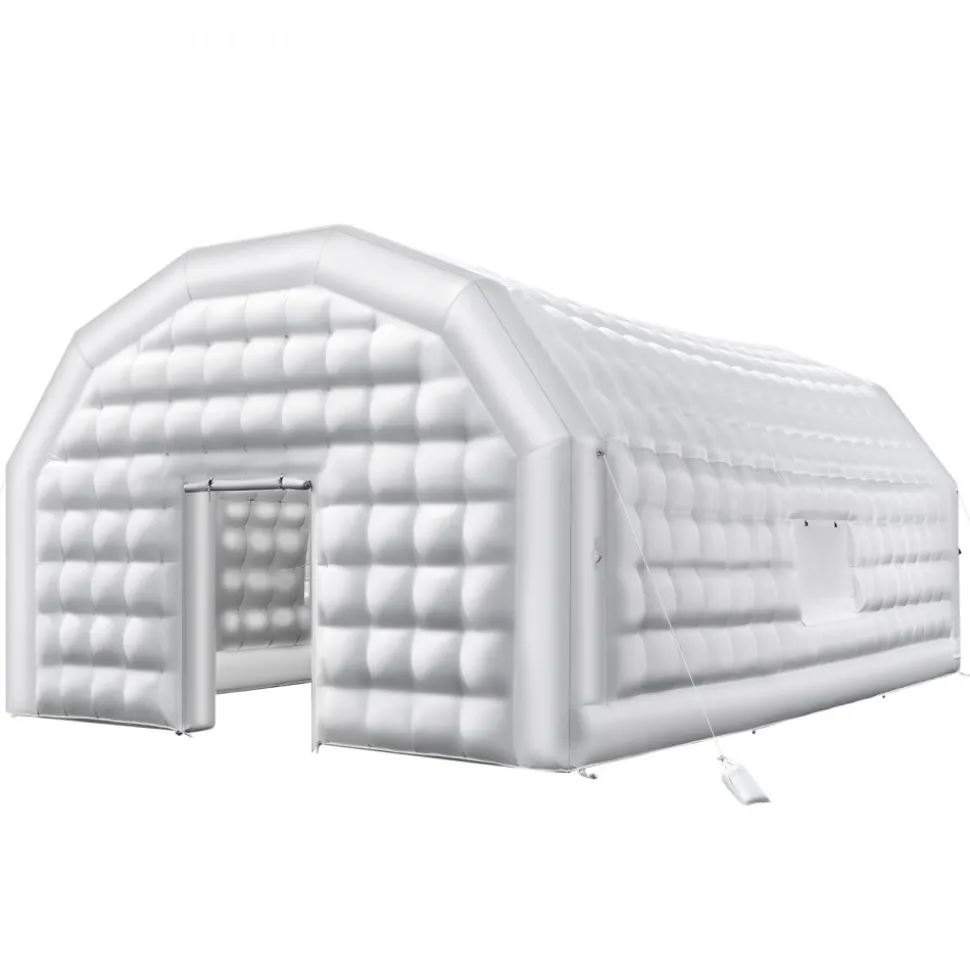 VEVOR Inflatable Nightclub, 29.5 x 19.7 x 13.1 ft Inflatable Party Tent with 1100W Blower & Sandbag, Blow up Night Club with 2 Windows, Air Cube House for Event Birthday Wedding Party, White
