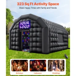 VEVOR Inflatable Nightclub, 19.7 x 16.4 x 12 ft Inflatable Party Tent with 680W Blower & Sandbag, Ventilated Blow up Night Club with 2 Windows, Air Cube House for Event Birthday Wedding Party