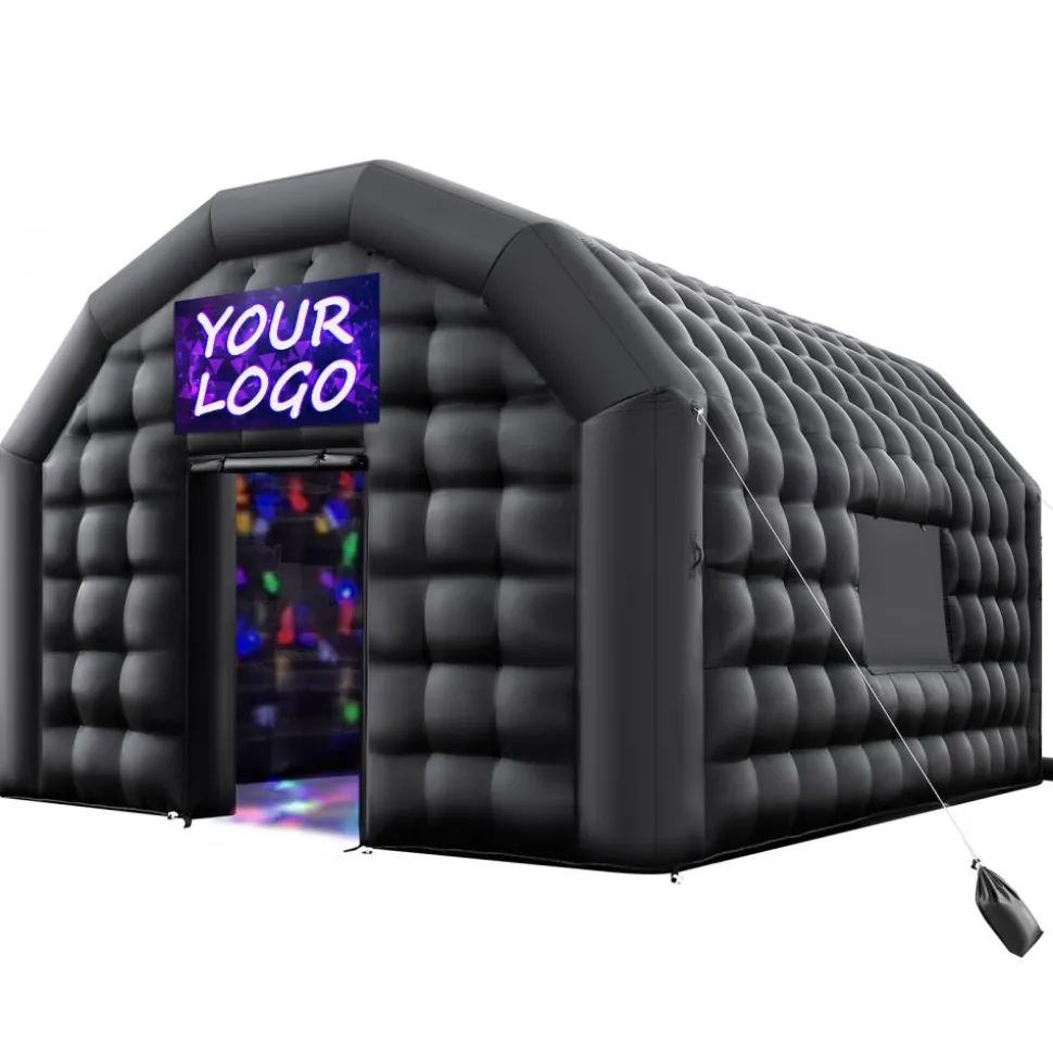 VEVOR Inflatable Nightclub, 19.7 x 16.4 x 12 ft Inflatable Party Tent with 680W Blower & Sandbag, Ventilated Blow up Night Club with 2 Windows, Air Cube House for Event Birthday Wedding Party