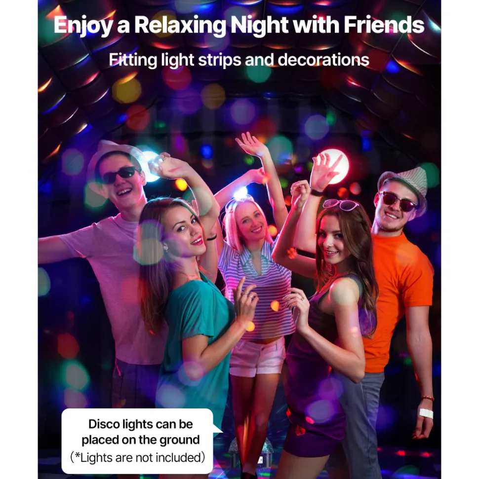 VEVOR Inflatable Nightclub, 19.7 x 16.4 x 12 ft Inflatable Party Tent with 680W Blower & Sandbag, Ventilated Blow up Night Club with 2 Windows, Air Cube House for Event Birthday Wedding Party