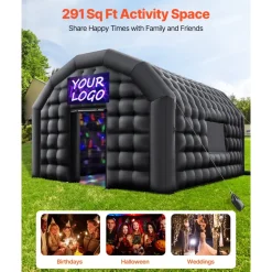 VEVOR Inflatable Nightclub, 17.72 x 16.4 x 13.9 ft Inflatable Party Tent with 680W Blower & Sandbag, Ventilated Blow up Night Club with 2 Windows, Air Cube House for Event Birthday Wedding Party