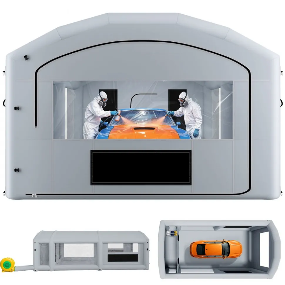 VEVOR Inflatable Paint Booth, 20 x 10 x 8 ft, Portable Spray Booth with 480W+750W Blowers and Large Filter Cotton, Arched Roof Blow Up Painting Tent for ATV, Motorcycle, and Medium Furniture, Blue