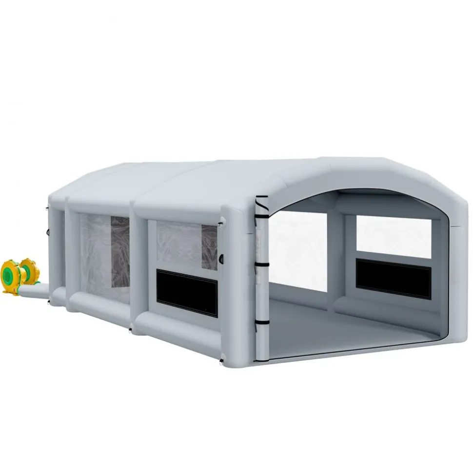 VEVOR Inflatable Paint Booth, 20 x 10 x 8 ft, Portable Spray Booth with 480W+750W Blowers and Large Filter Cotton, Arched Roof Blow Up Painting Tent for ATV, Motorcycle, and Medium Furniture, Blue