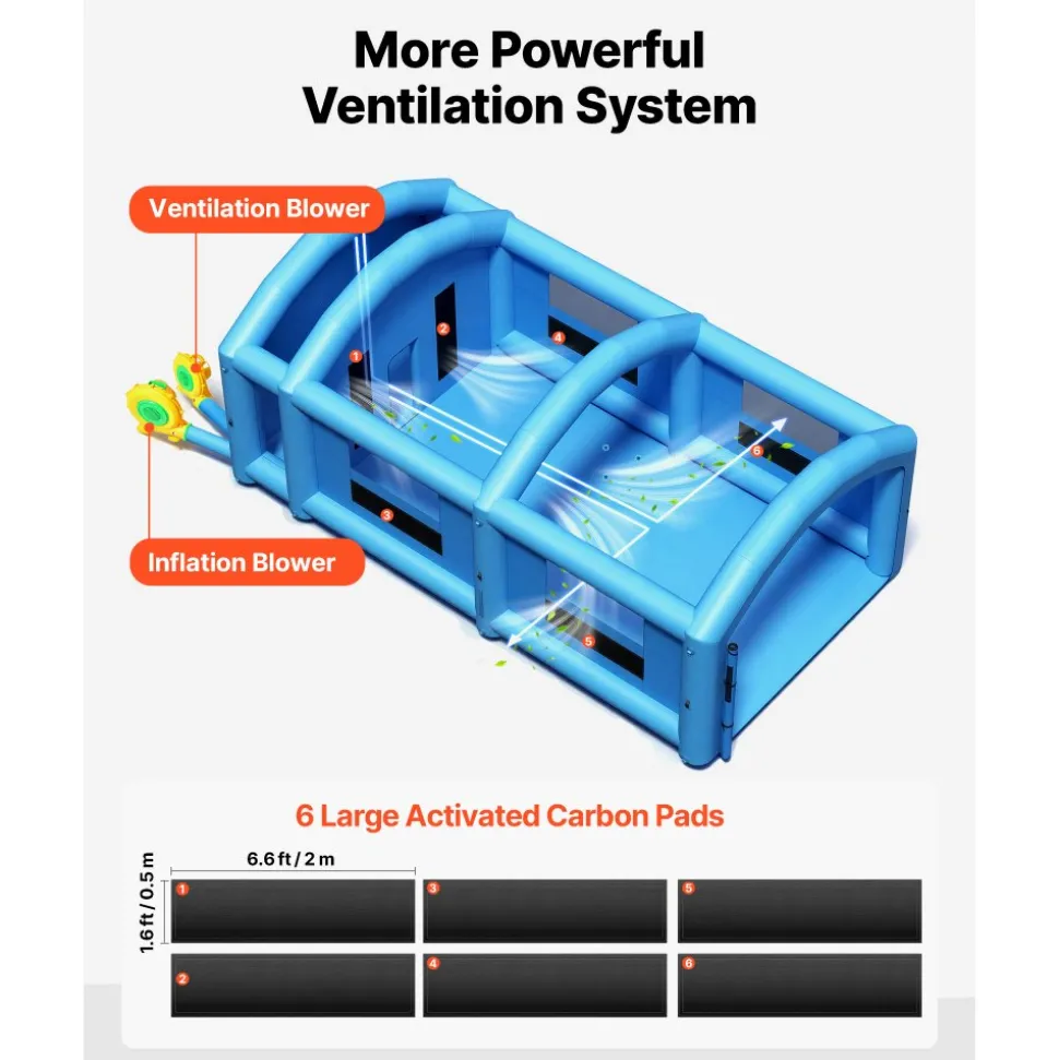 VEVOR Inflatable Paint Booth, 13.1 x 9.8 x 9 ft Inflatable Spray Booth, with 750W Powerful Blower and Air Filter System, Portable Car Paint Booth for Motorcycle, Bicycle, Auto Part Painting