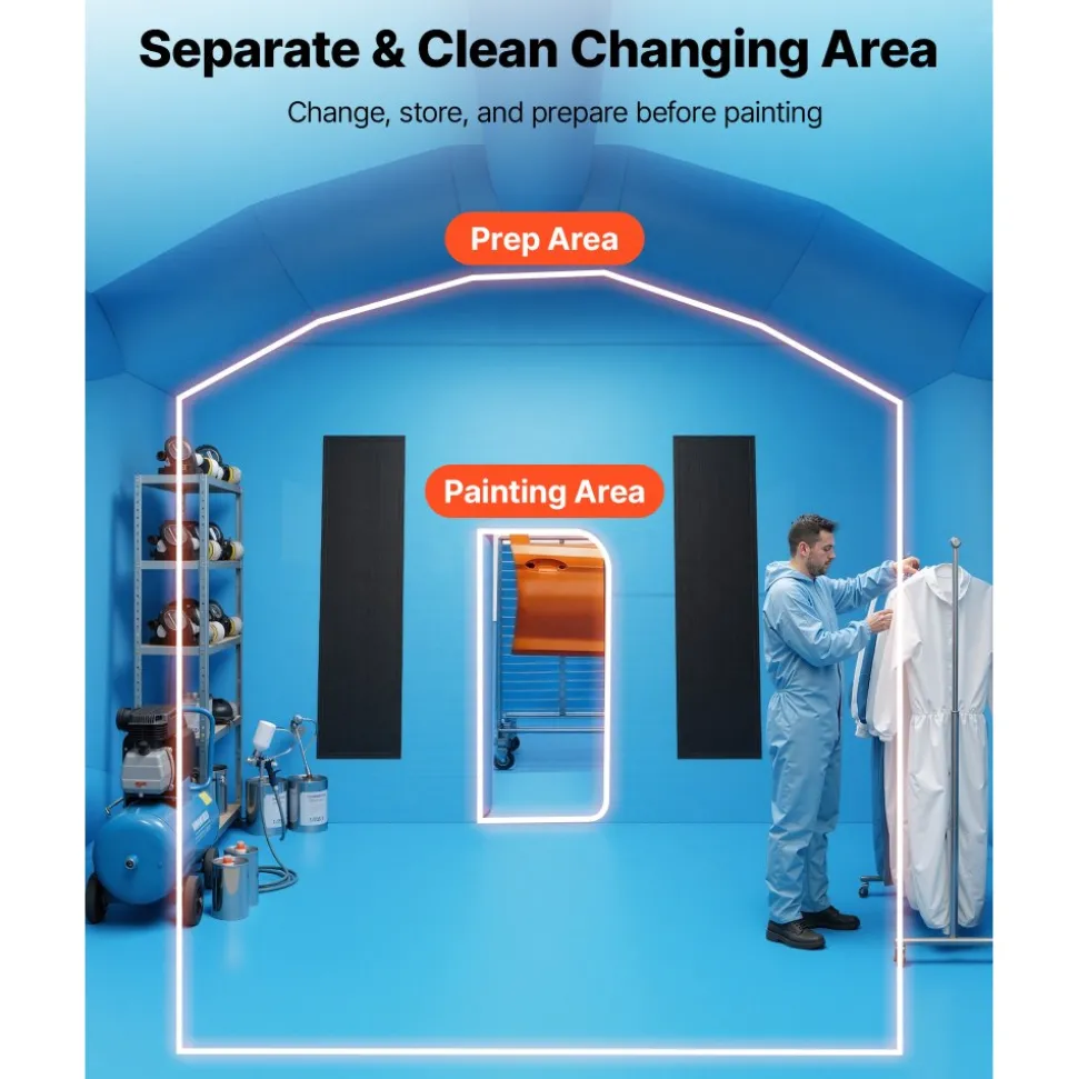VEVOR Inflatable Paint Booth, 13.1 x 9.8 x 9 ft Inflatable Spray Booth, with 750W Powerful Blower and Air Filter System, Portable Car Paint Booth for Motorcycle, Bicycle, Auto Part Painting