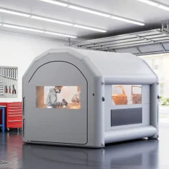 VEVOR Inflatable Paint Booth, 9.84 x 8.2 x 8.2 ft, Inflatable Spray Booth with 550W Powerful Blower and Air Filter System, Triangular Roof, for Painting Bicycle, Motorcycle, Automotive Sheet Metal