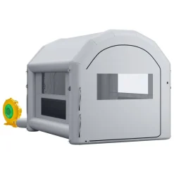 VEVOR Inflatable Paint Booth, 9.84 x 8.2 x 8.2 ft, Inflatable Spray Booth with 550W Powerful Blower and Air Filter System, Triangular Roof, for Painting Bicycle, Motorcycle, Automotive Sheet Metal