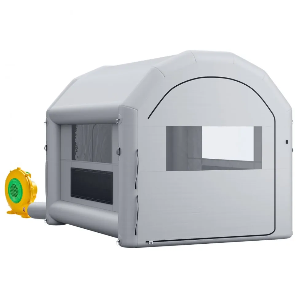 VEVOR Inflatable Paint Booth, 9.84 x 8.2 x 8.2 ft, Inflatable Spray Booth with 550W Powerful Blower and Air Filter System, Triangular Roof, for Painting Bicycle, Motorcycle, Automotive Sheet Metal