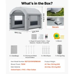 VEVOR Inflatable Paint Booth, 9.84 x 8.2 x 8.2 ft, Inflatable Spray Booth with 550W Powerful Blower and Air Filter System, Triangular Roof, for Painting Bicycle, Motorcycle, Automotive Sheet Metal