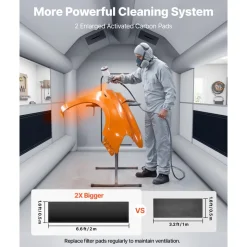 VEVOR Inflatable Paint Booth, 9.84 x 8.2 x 8.2 ft, Inflatable Spray Booth with 550W Powerful Blower and Air Filter System, Triangular Roof, for Painting Bicycle, Motorcycle, Automotive Sheet Metal