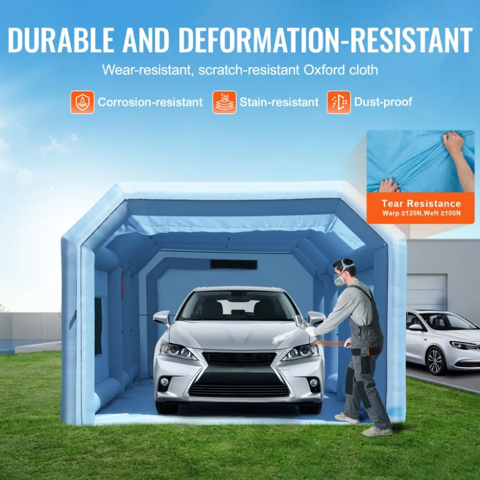 VEVOR Inflatable Paint Booth, 9.8 x 8.2 x 8.2 ft Inflatable Spray Booth, with 550W Powerful Blower and Air Filter System, Portable Car Paint Booth for Motorcycle, Bicycle, Small Furniture Painting
